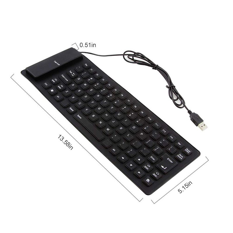Sunffice Foldable Silicone Keyboard, USB Wired 85 Keys Waterproof Rollup Silent Typing Soft Touch Keyboard for PC Notebook Laptop(Black) - Image 5